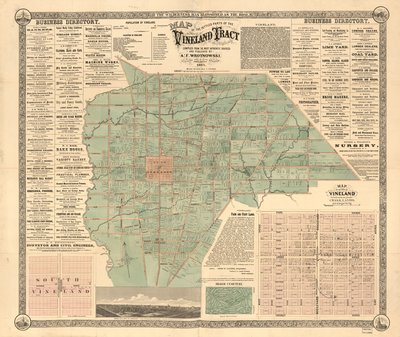 Zeigt Grundstücke und Eigentümernamen. Deckt die Stadt Vineland und die Gemeinde Landis ab von A. F. Wrotnowski